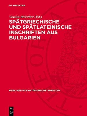 cover image of Spätgriechische und spätlateinische Inschriften aus Bulgarien